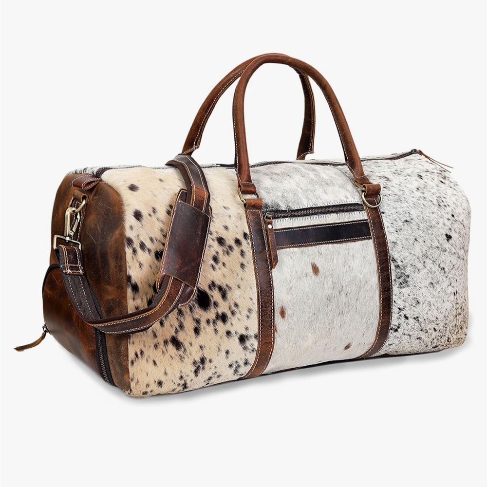 Cowhide duffle bag